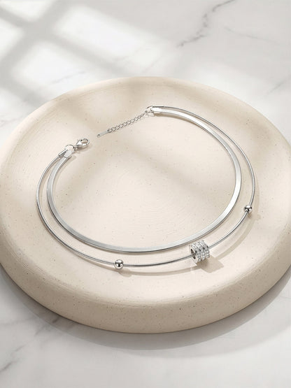 IXIA by GIVA Mesh Mood Rhodium Plated Layered Bracelet