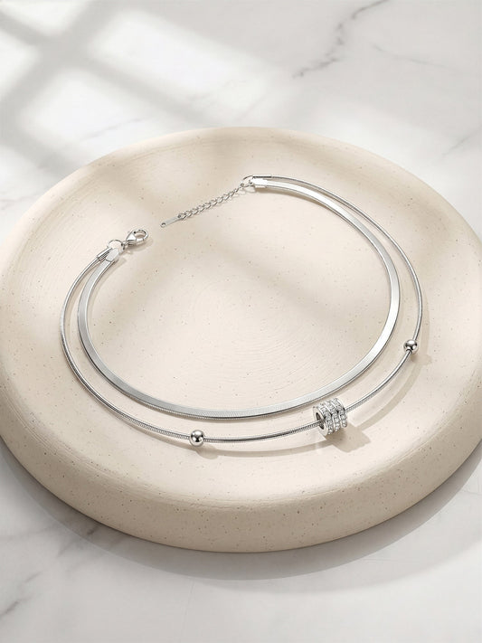 IXIA by GIVA Mesh Mood Rhodium Plated Layered Bracelet