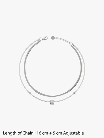 Mesh Mood Rhodium Plated Layered Bracelet