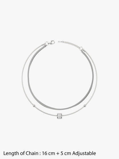 IXIA by GIVA Mesh Mood Rhodium Plated Layered Bracelet