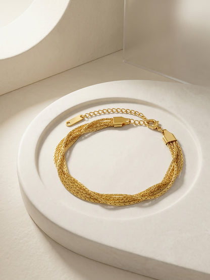 Stacked Signal Gold Plated Layered Bracelet