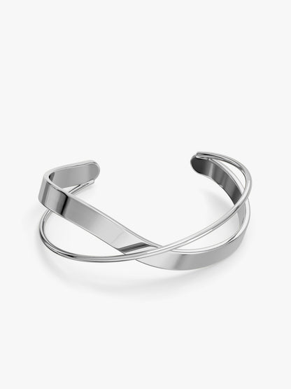 Spin Rhodium Plated Cuff Bracelet