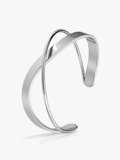 Spin Rhodium Plated Cuff Bracelet
