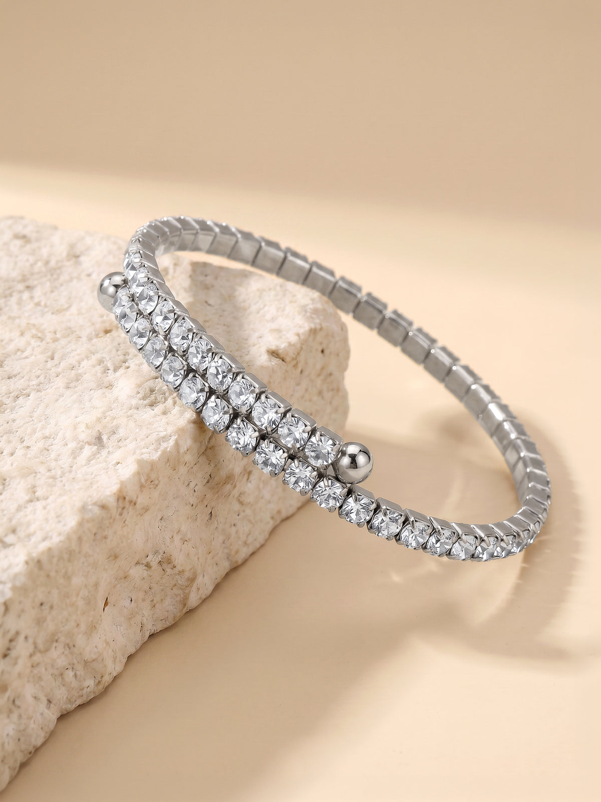IXIA by GIVA Ice Theory Rhodium Plated Cuff Bracelet