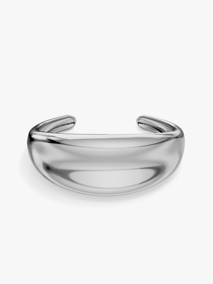 Curve Core Rhodium Plated Cuff Bracelet
