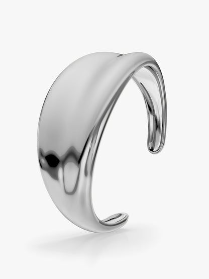 Curve Core Rhodium Plated Cuff Bracelet