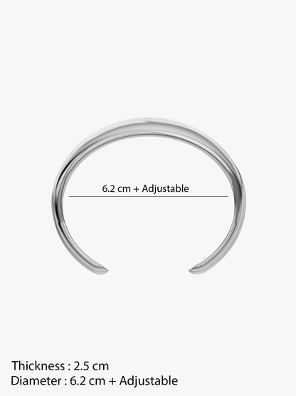 Curve Core Rhodium Plated Cuff Bracelet