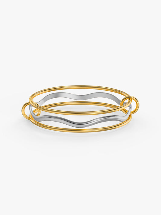 Twisted Signal Dual Tone Bangle Bracelet