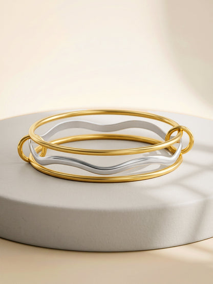 Twisted Signal Dual Tone Bangle Bracelet