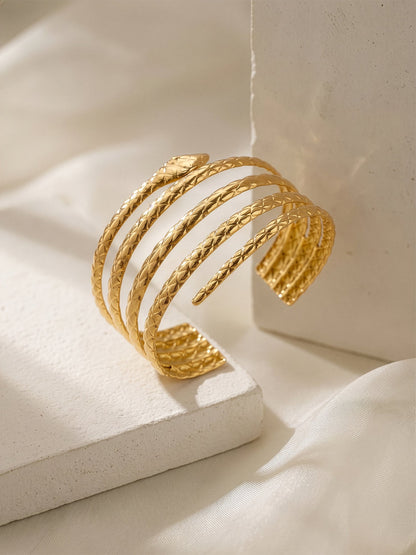 Viper Loop Gold Plated Cuff Bracelet