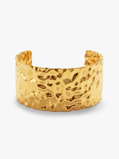 Hammered Mood Gold Plated Cuff Bracelet