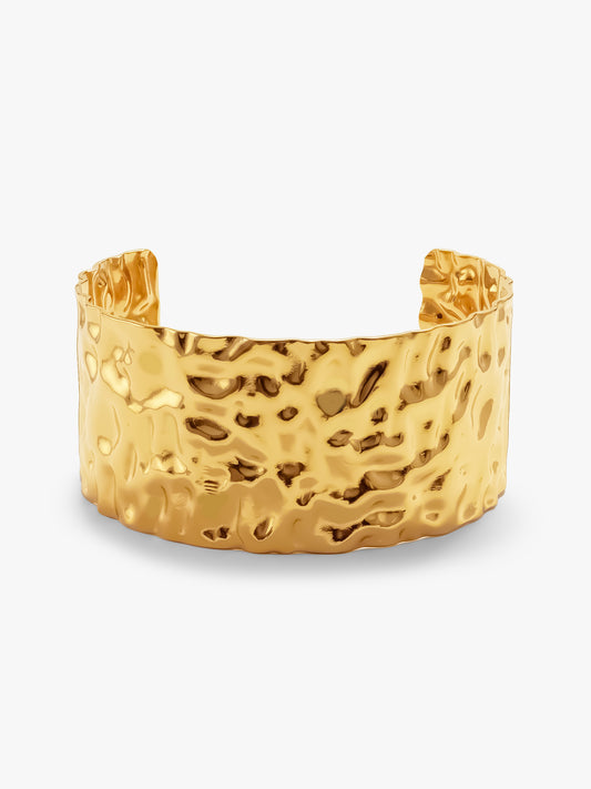 Hammered Mood Gold Plated Cuff Bracelet