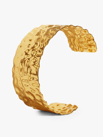 Hammered Mood Gold Plated Cuff Bracelet