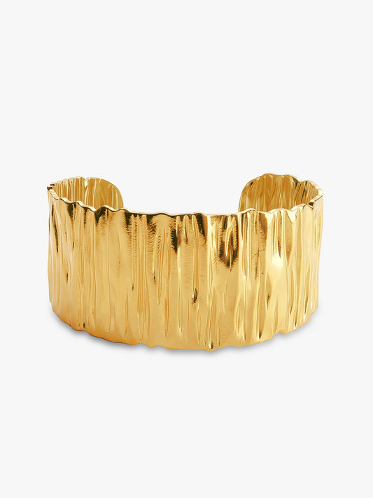 Crinkle Mood Gold Plated Cuff Bracelet