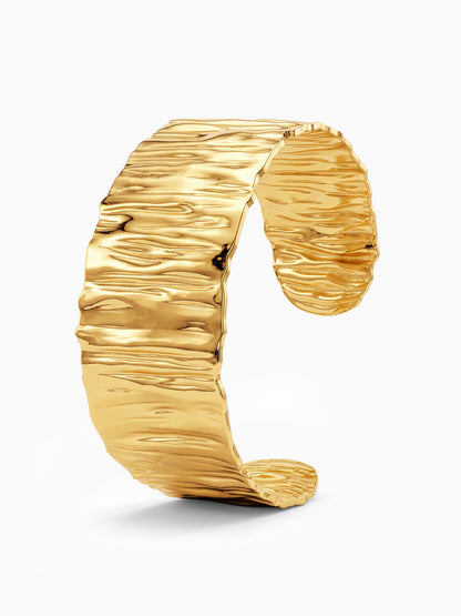 Crinkle Mood Gold Plated Cuff Bracelet