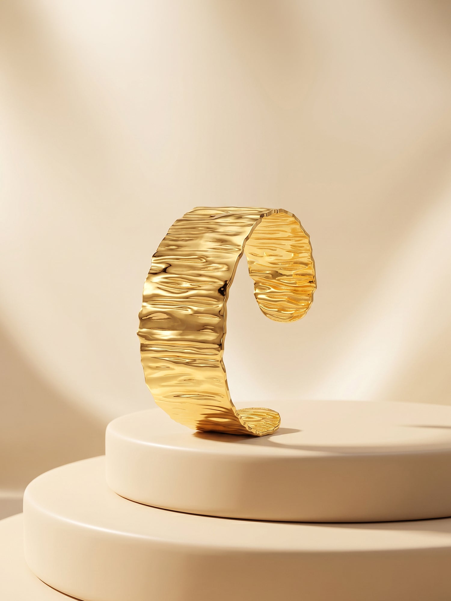 Crinkle Mood Gold Plated Cuff Bracelet