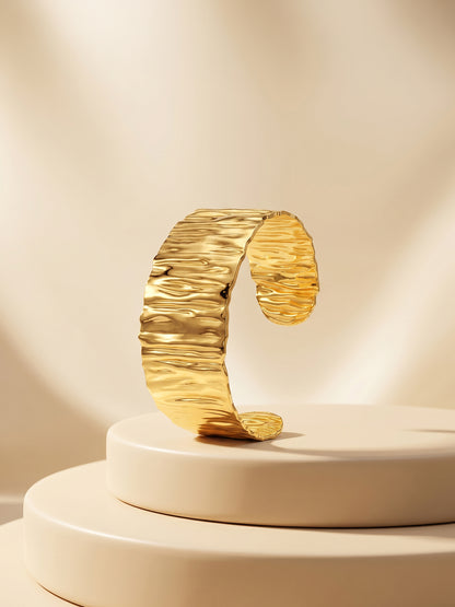 Crinkle Mood Gold Plated Cuff Bracelet