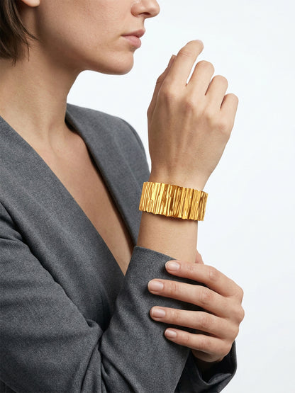 Crinkle Mood Gold Plated Cuff Bracelet