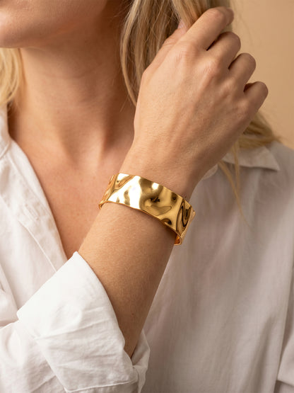 Sharp Energy Gold Plated Cuff Bracelet