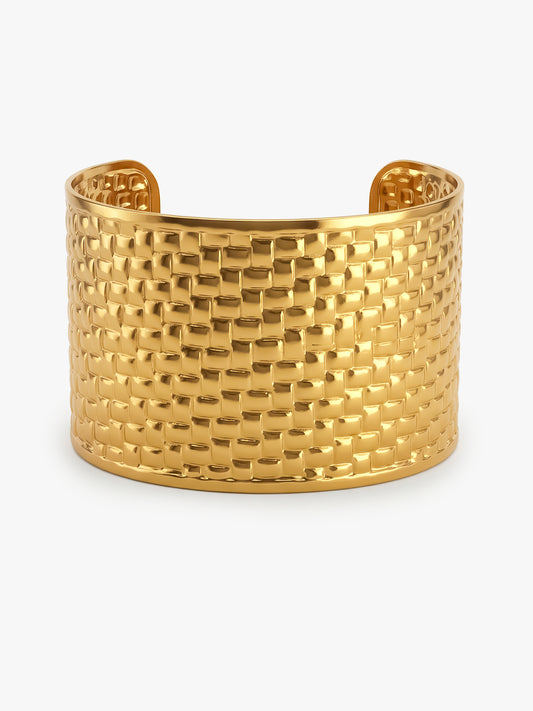 Grid Game Gold Plated Cuff Bracelet