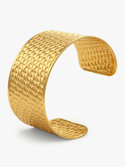 Grid Game Gold Plated Cuff Bracelet