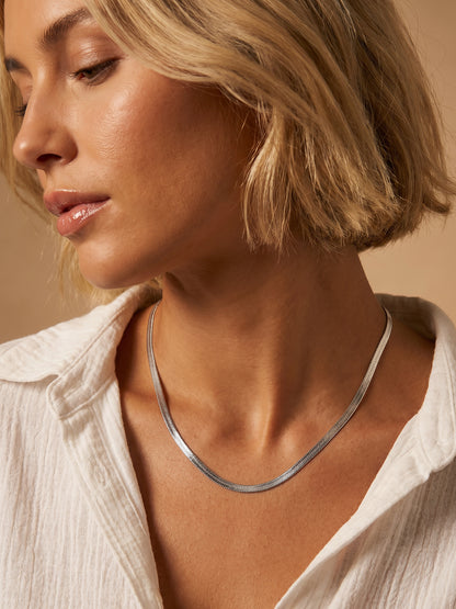 Steel Drift Rhodium Plated Chain Necklace