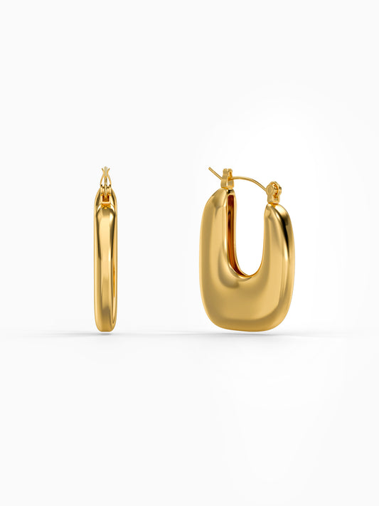 Sleek Curve Gold Plated Hoop Earrings