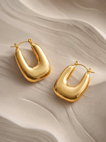 Sleek Curve Gold Plated Hoop Earrings
