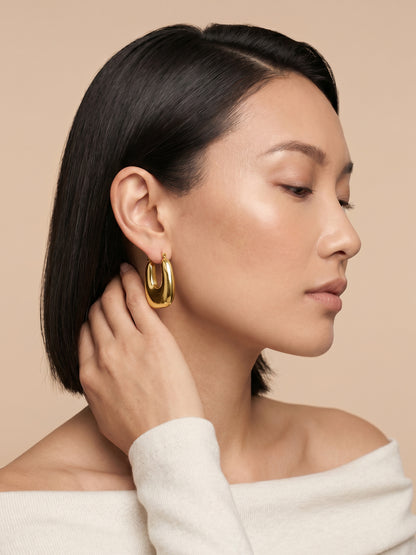 Sleek Curve Gold Plated Hoop Earrings