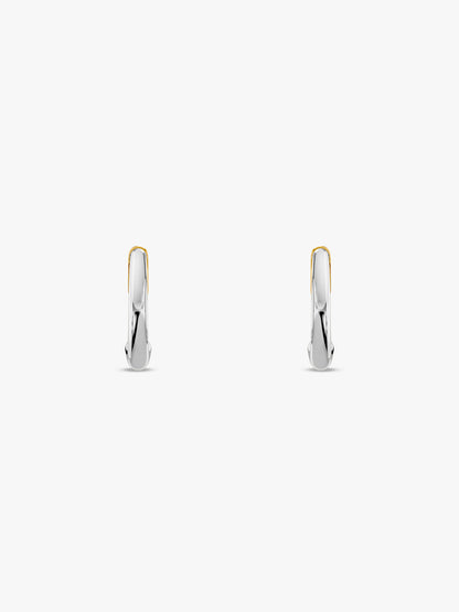Chrome Edge Dual Tone Hoop Earrings