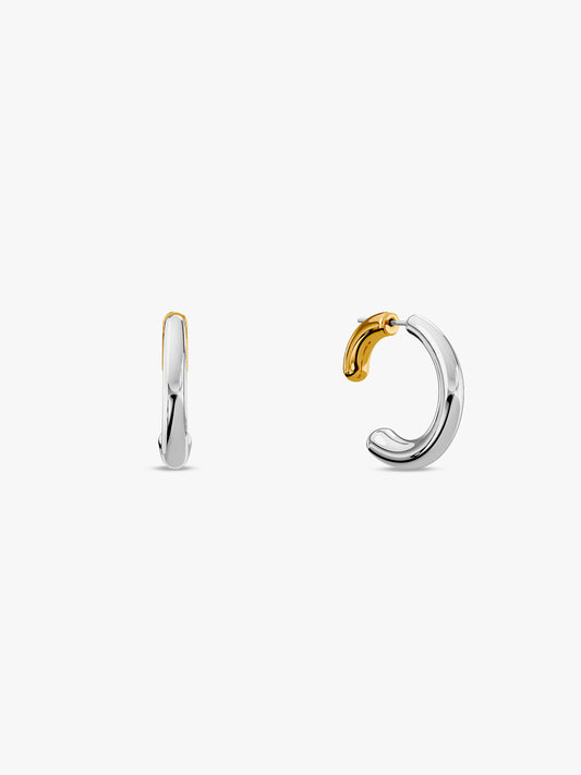 Chrome Edge Dual Tone Hoop Earrings