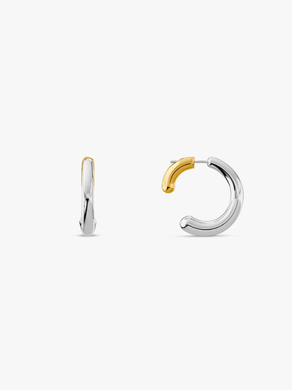 Chrome Edge Dual Tone Hoop Earrings