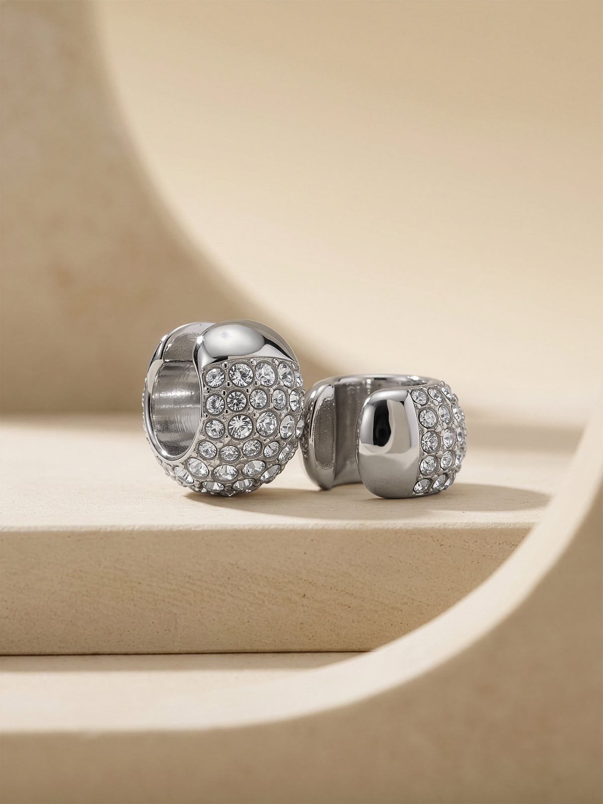 IXIA by GIVA Grip Me Crystal Rhodium Plated Ear Cuffs