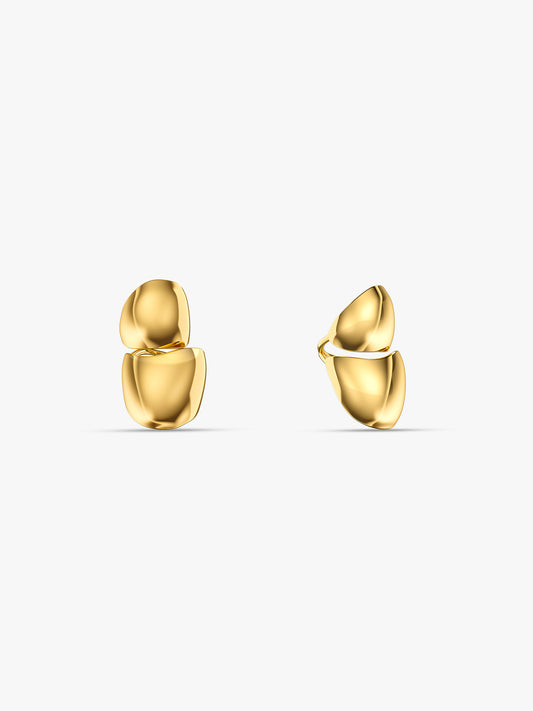 Bold Fold Dome Gold Plated Cuff Earrings
