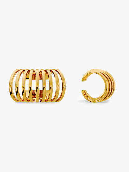 Multi Coil Wrap Gold Plated Ear Cuffs