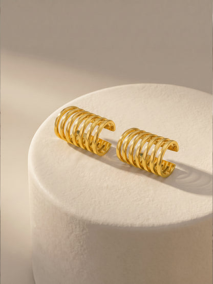 Multi Coil Wrap Gold Plated Ear Cuffs