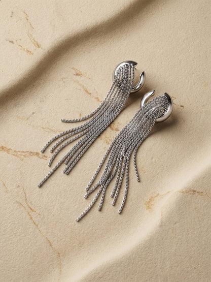 Drip Hook Rhodium Plated Ear Cuff