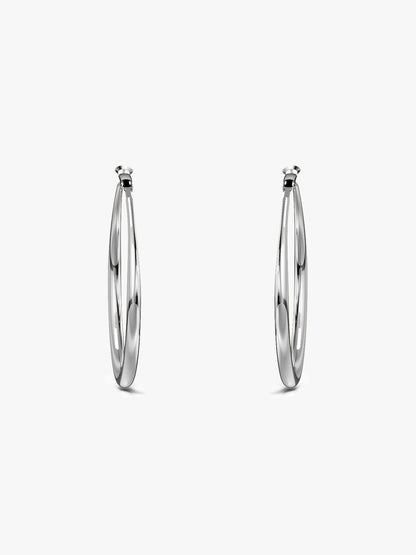 Classic Thick Rhodium Plated Hoop Earrings