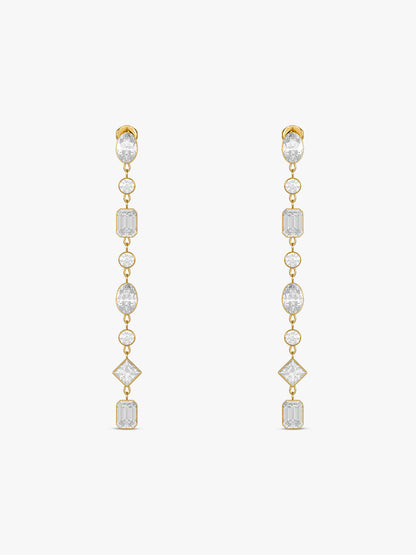 Crystal Link Drop Gold Plated Danglers