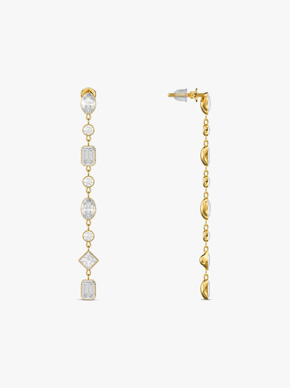 Crystal Link Drop Gold Plated Danglers