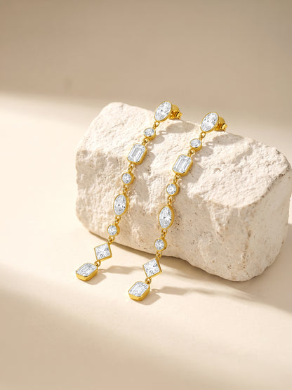Crystal Link Drop Gold Plated Danglers