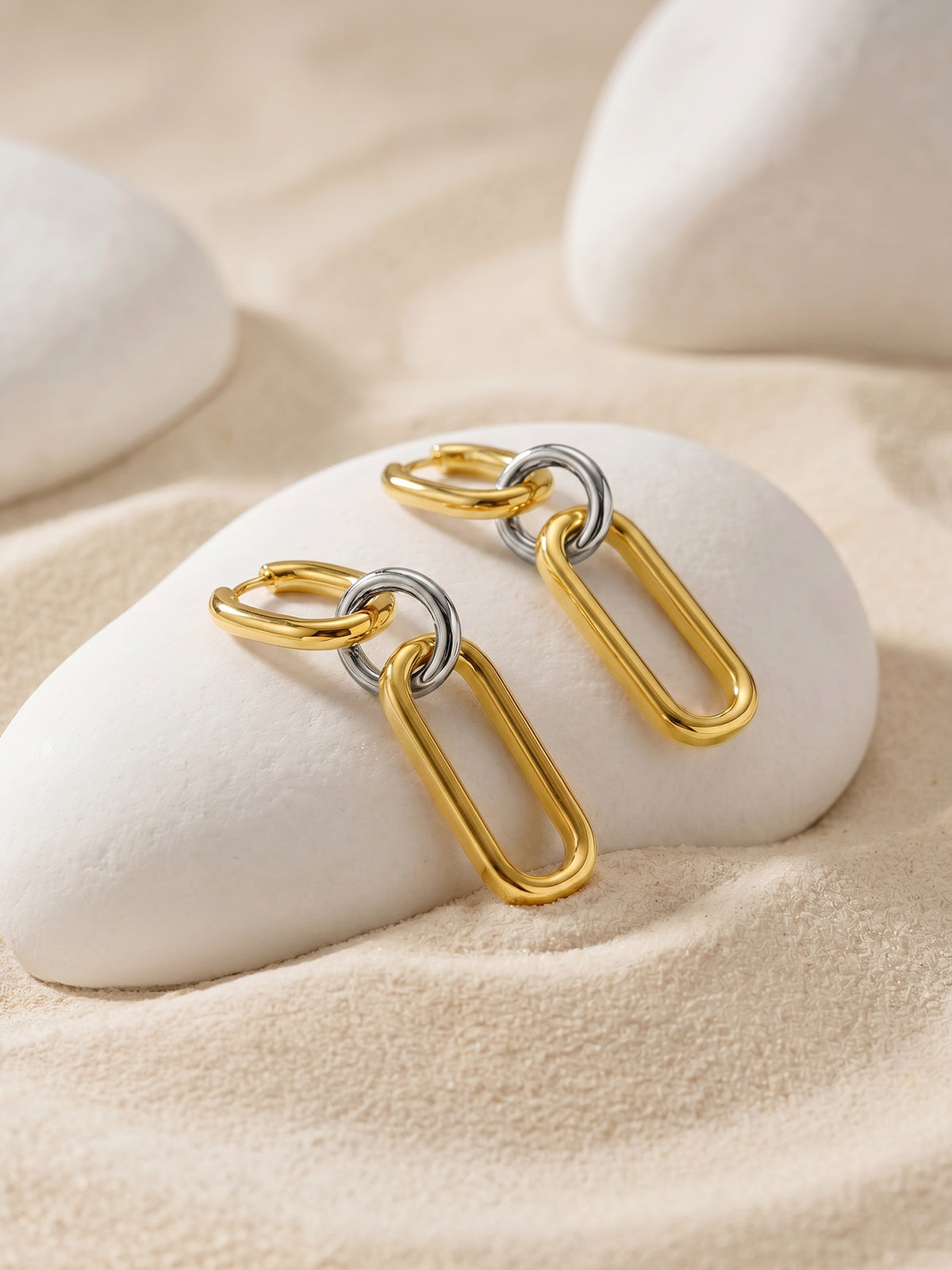 IXIA by GIVA Link Drop Dual Tone Earrings