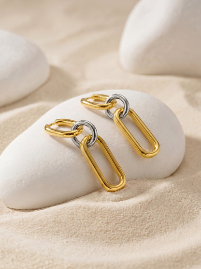 Link Drop Dual Tone Earrings