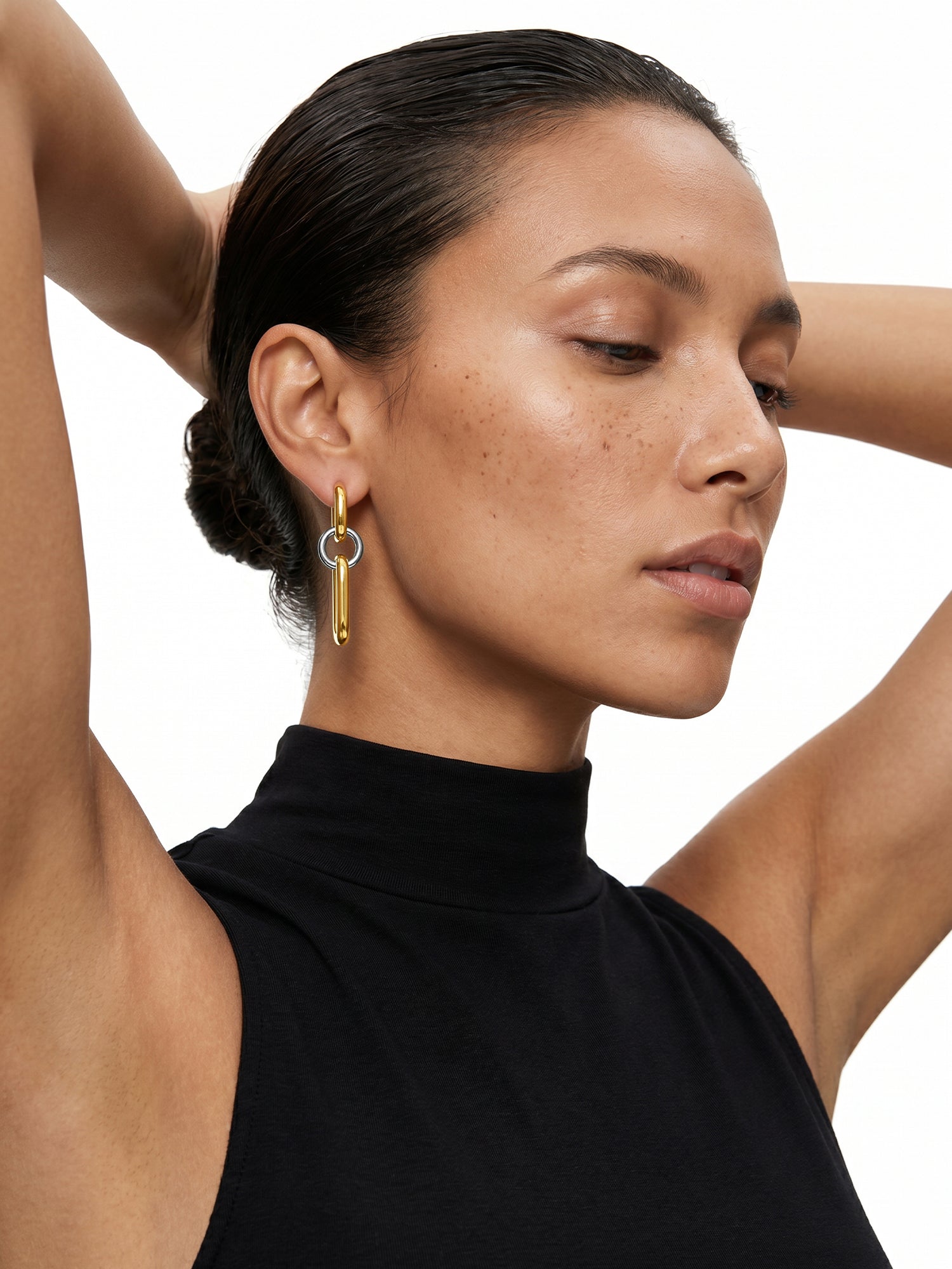 Link Drop Dual Tone Earrings