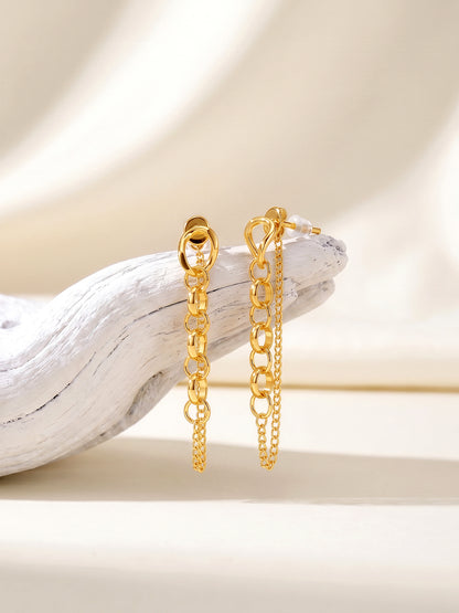 Chain Flick Gold Plated Earrings