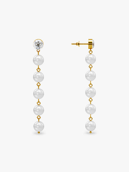 Gold Plated Moon Stack Danglers