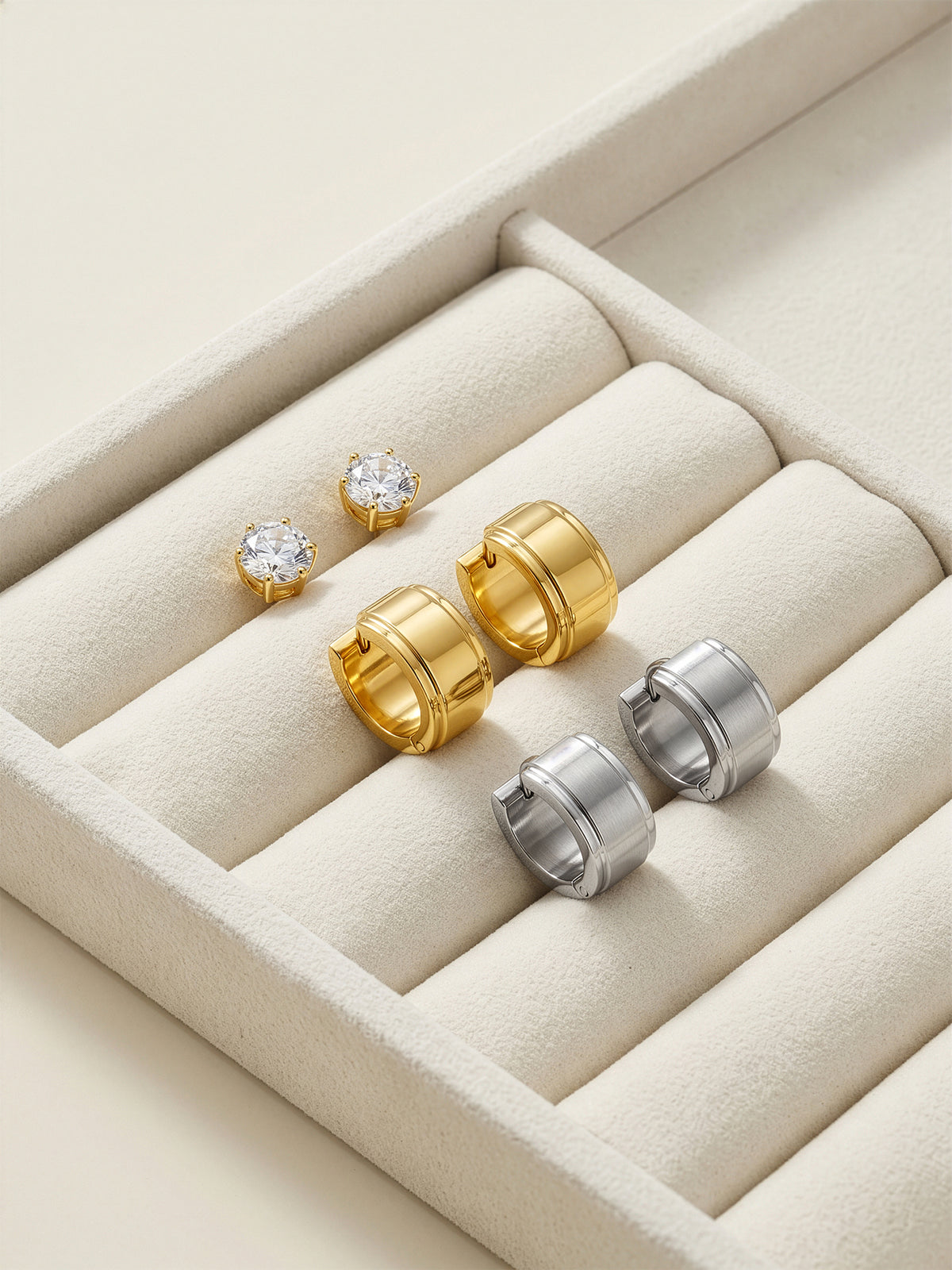 IXIA by GIVA Split Static Demi Fine Huggie Earrings Set