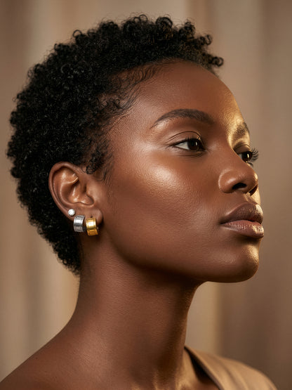 Split Static Demi Fine Huggie Earrings Set
