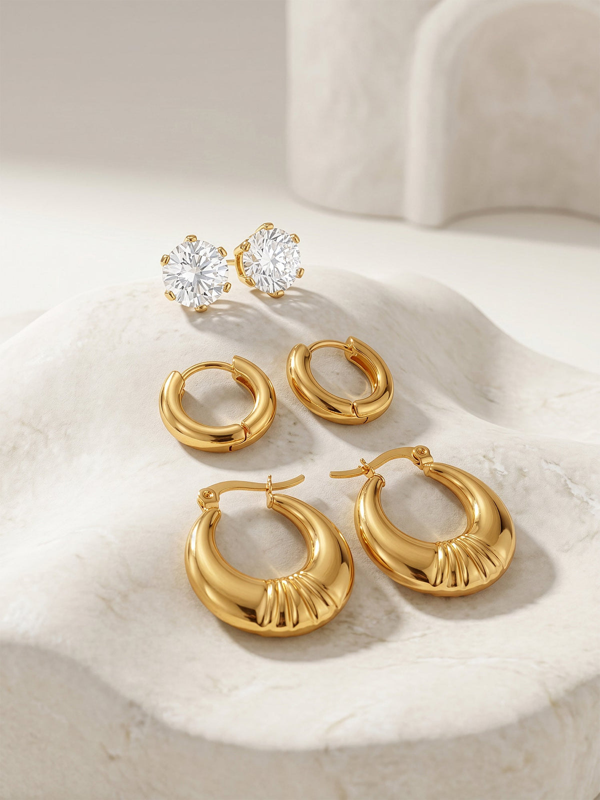 IXIA by GIVA Main Line Gold Plated Earrings Set