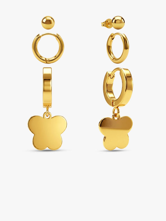 Clover Mood Gold Plated Earrings Set